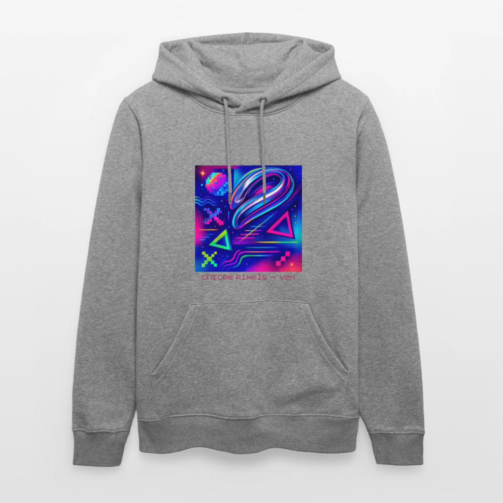 Organic Hoody - Neon Geometrics - slub heather grey