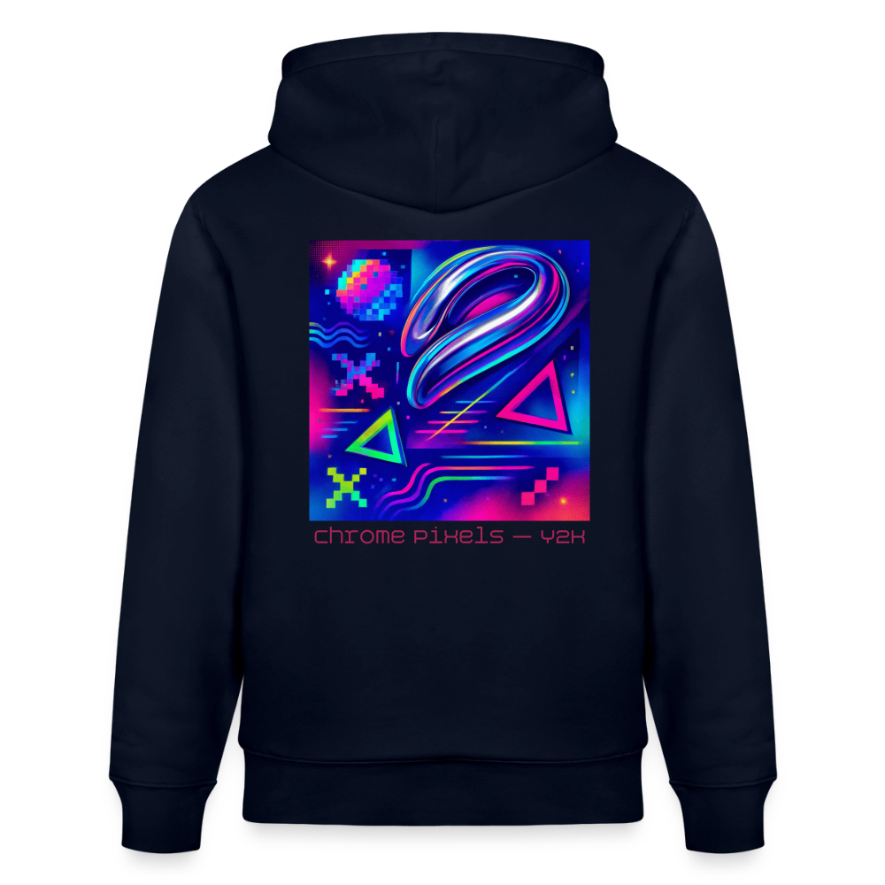 Organic Hoody - Neon Geometrics - navy