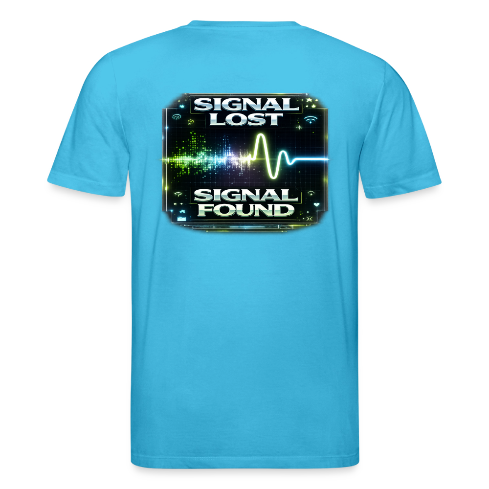 Organic T-Shirt - Signal Restored - aqua blue