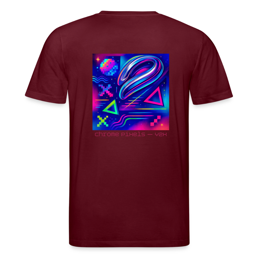 Organic T-Shirt - Neon Geometrics - burgundy