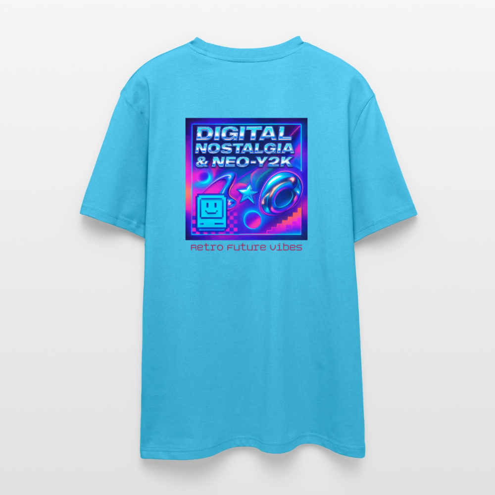 Organic T-Shirt - Digital Nostalgia - aqua blue
