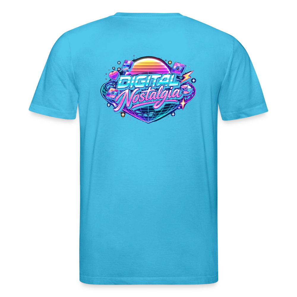 Organic T-Shirt - Retro Future Wave - aqua blue