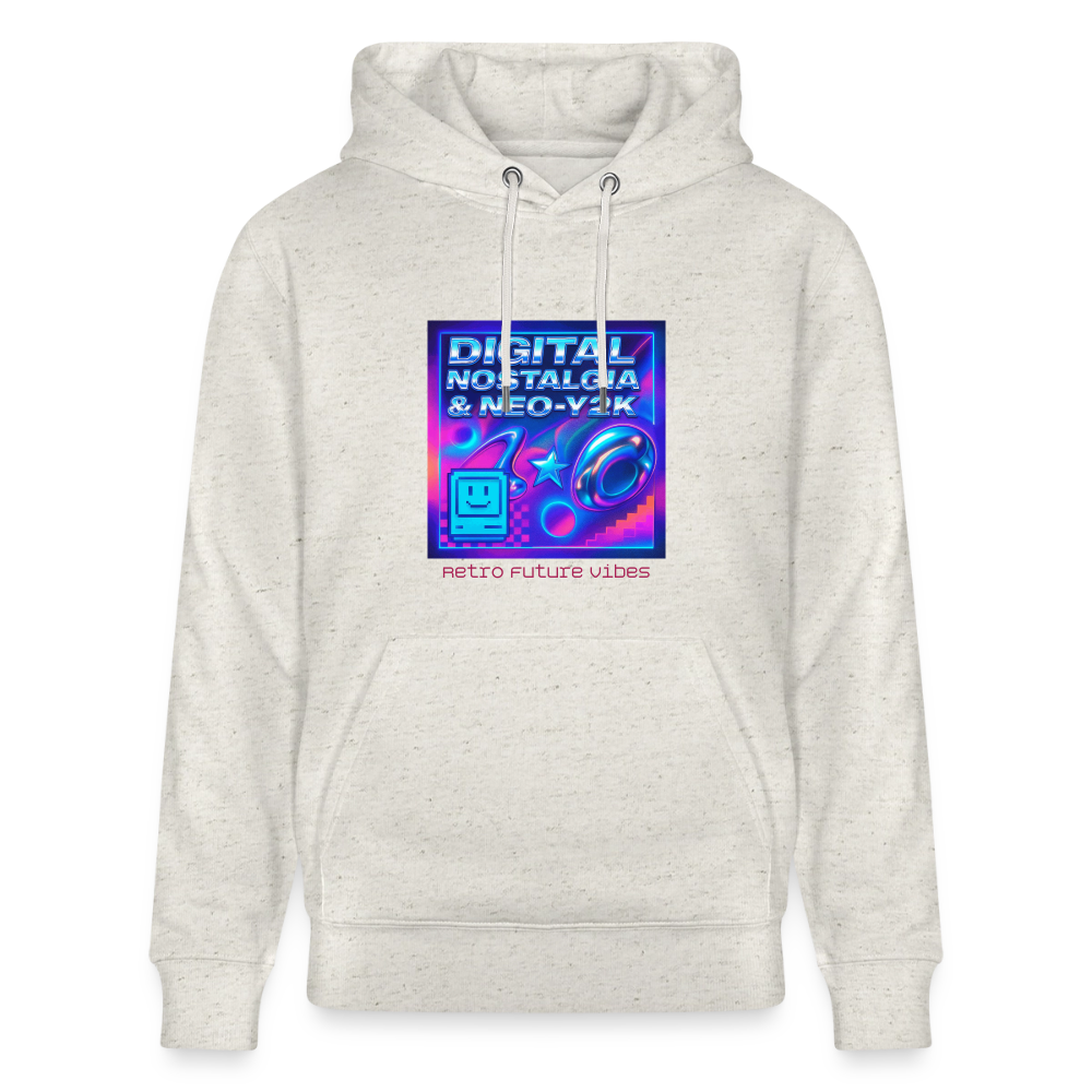 Organic Hoody - Digital Nostalgia - heather oatmeal