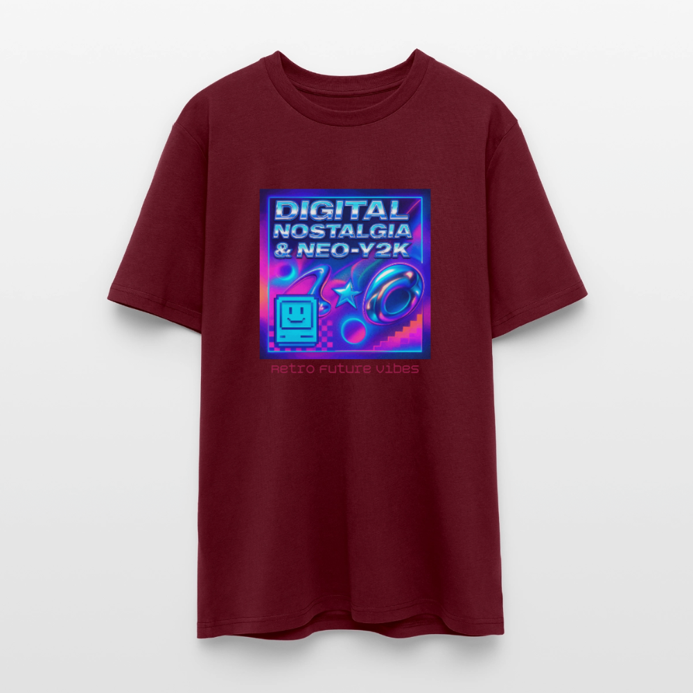 Organic T-Shirt - Digital Nostalgia - burgundy