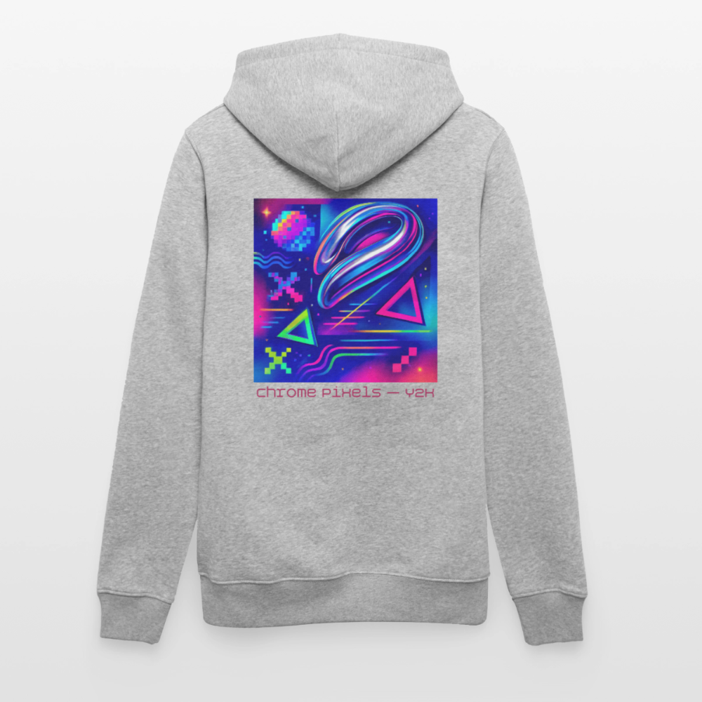 Organic Hoody - Neon Geometrics - heather grey