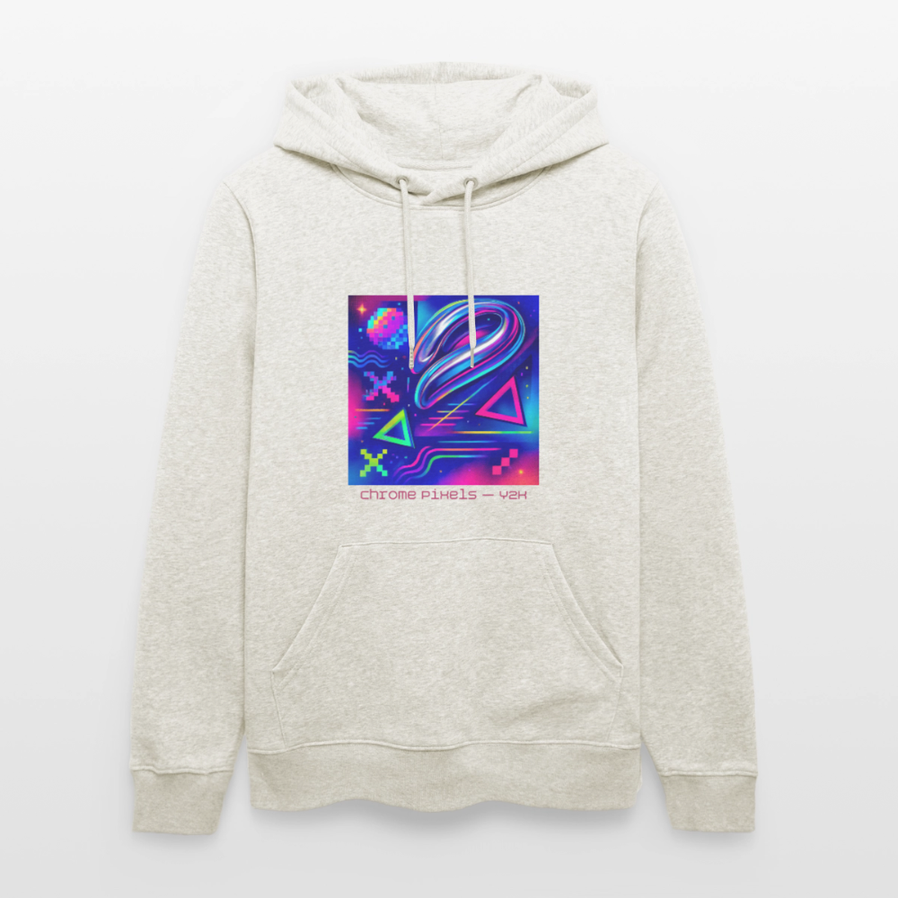 Organic Hoody - Neon Geometrics - heather oatmeal