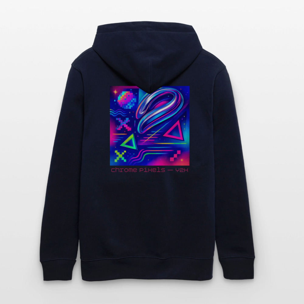 Organic Hoody - Neon Geometrics - navy