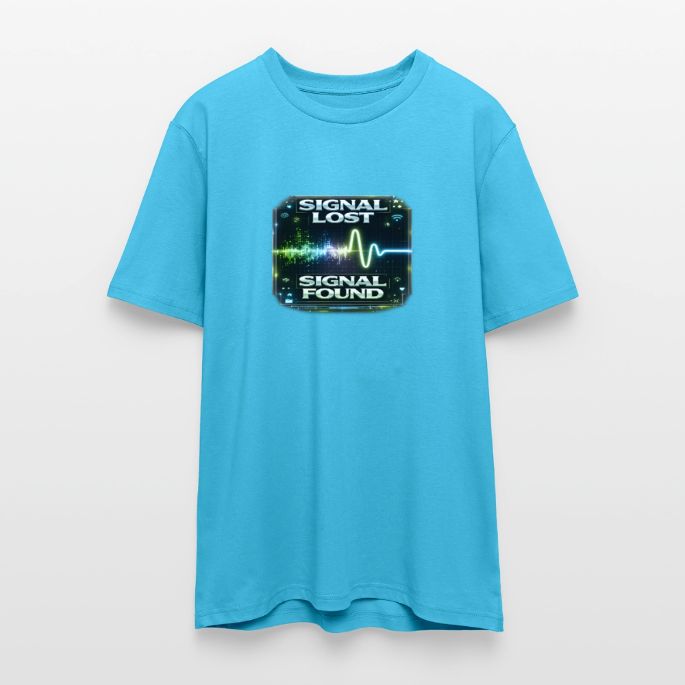 Organic T-Shirt - Signal Restored - aqua blue