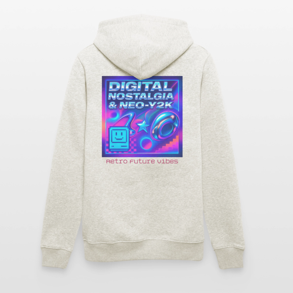 Organic Hoody - Digital Nostalgia - heather oatmeal