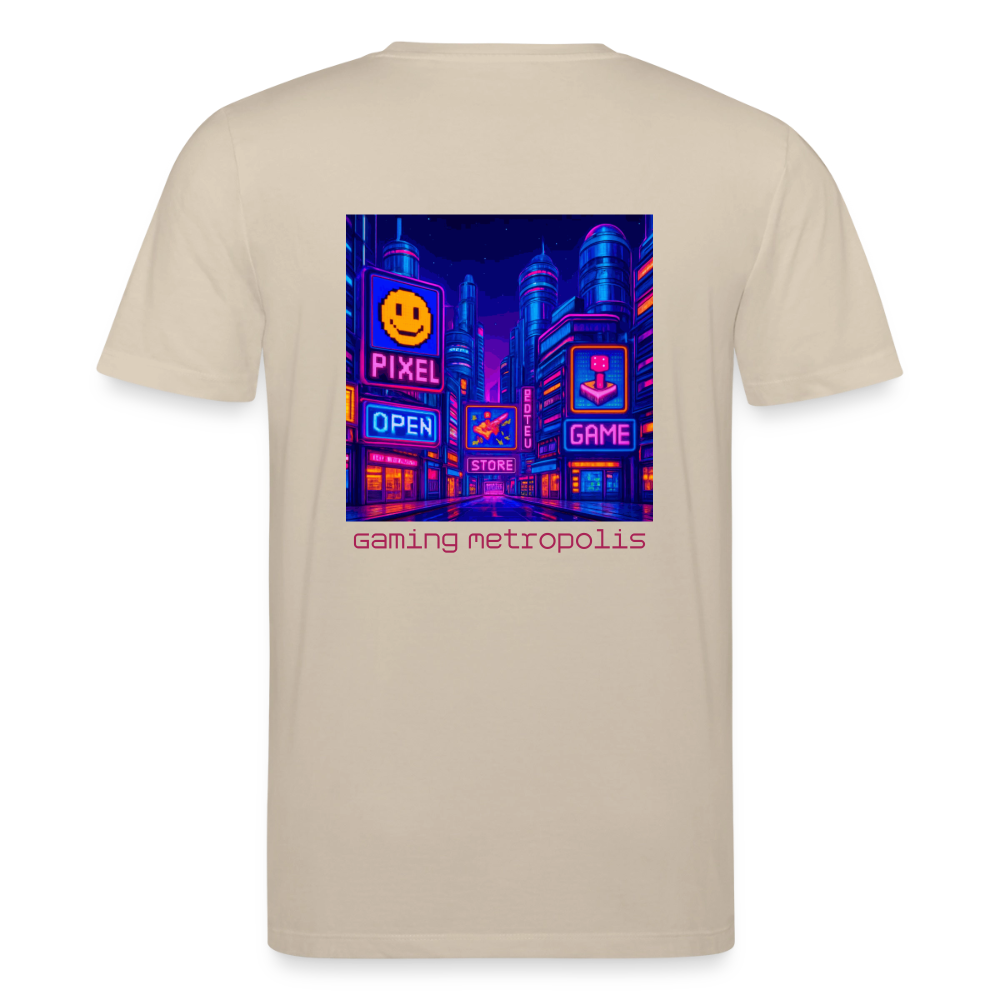 Organic T-Shirt - Neon Pixel City - beige