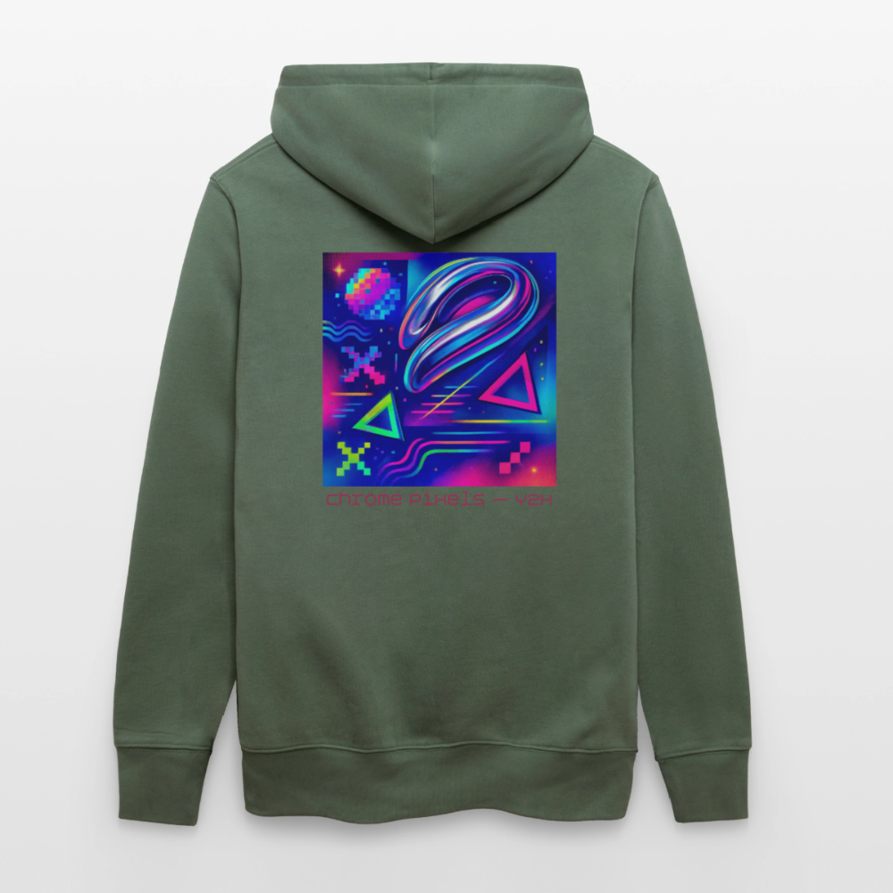 Organic Hoody - Neon Geometrics - cypress green
