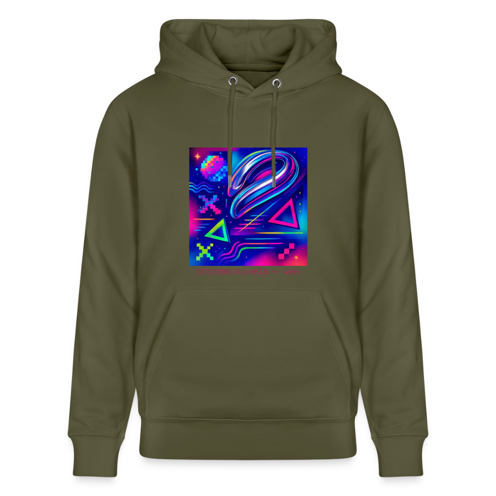 Organic Hoody - Neon Geometrics - khaki green