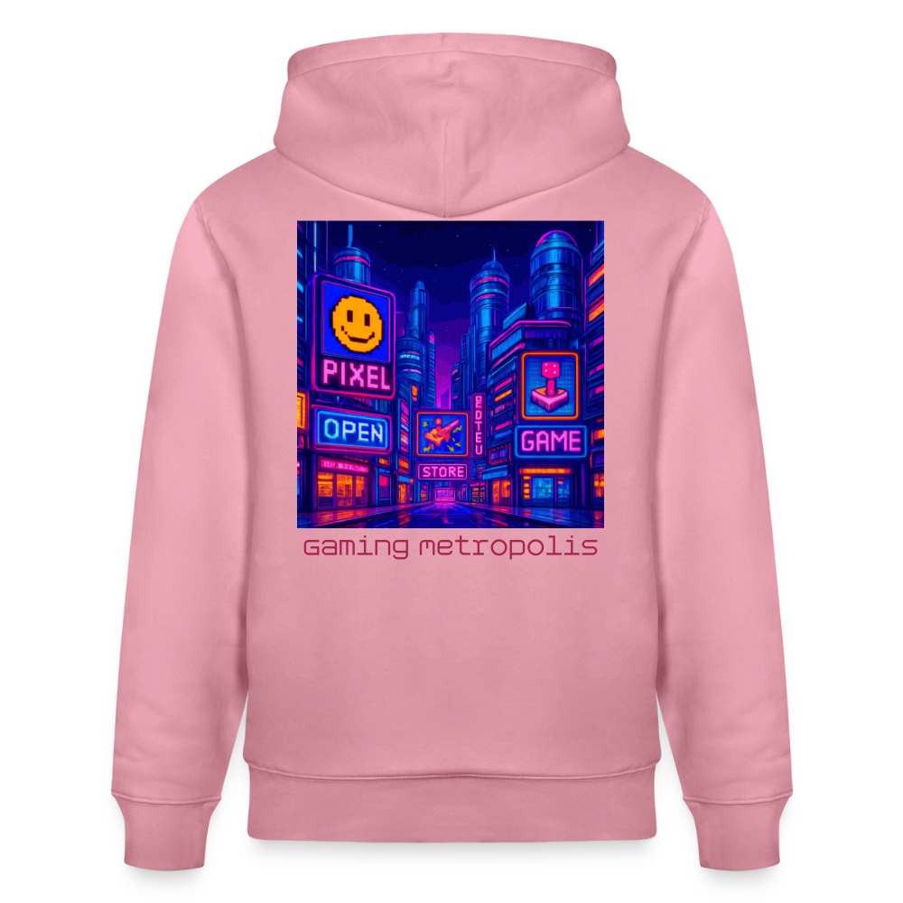 Organic Hoody - Neon Pixel City - lilac dream