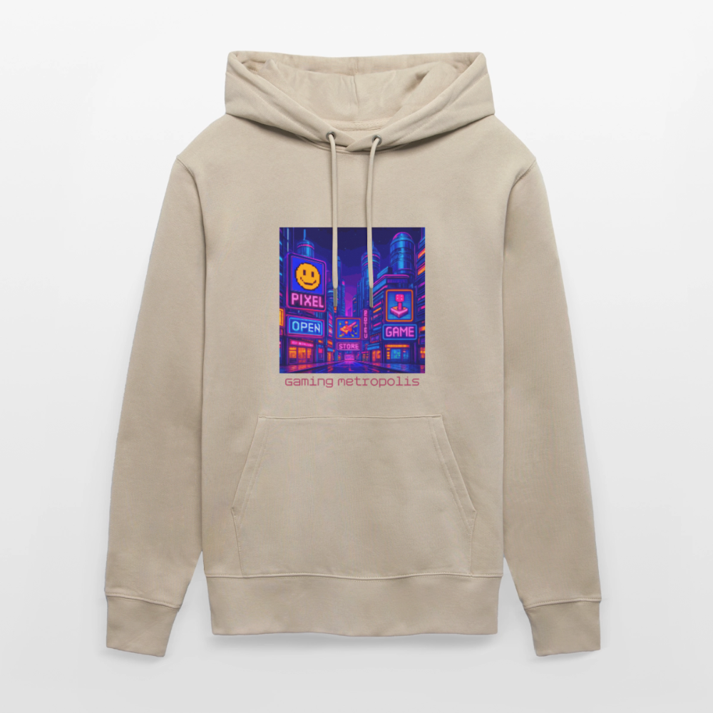 Organic Hoody - Neon Pixel City - beige