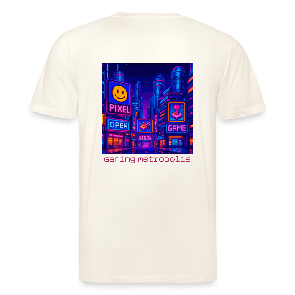 Organic T-Shirt - Neon Pixel City - natural white