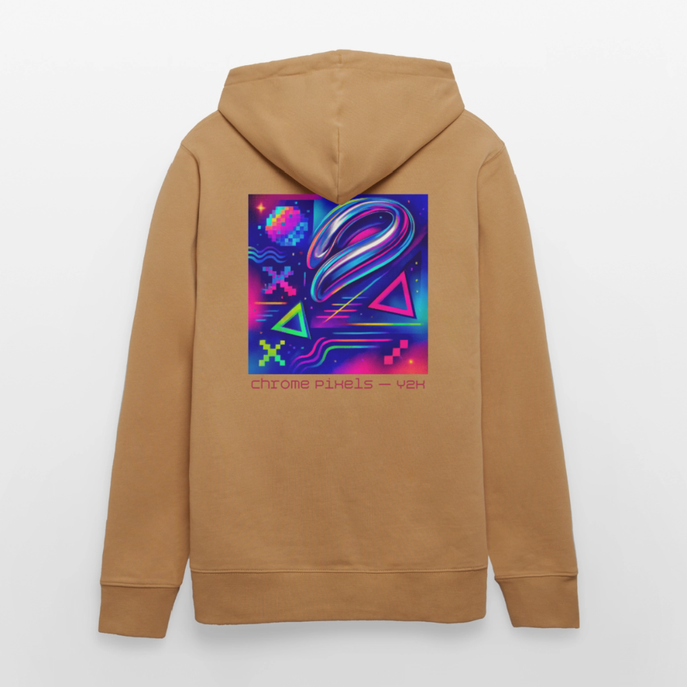 Organic Hoody - Neon Geometrics - latte