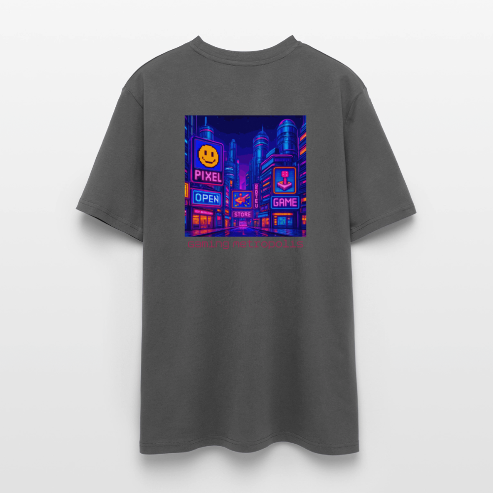 Organic T-Shirt - Neon Pixel City - anthracite