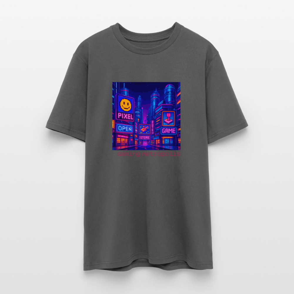 Organic T-Shirt - Neon Pixel City - anthracite