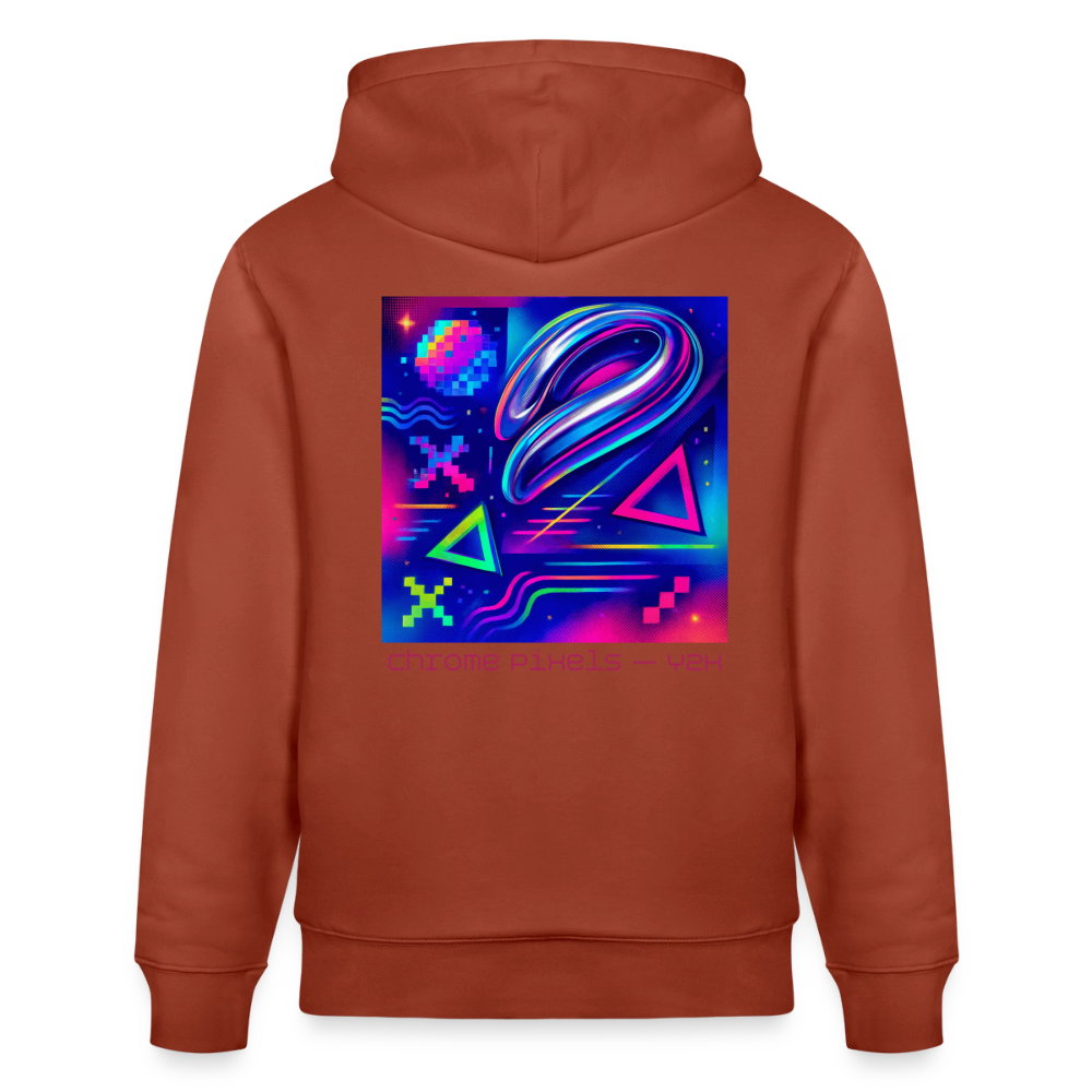 Organic Hoody - Neon Geometrics - heritage brown