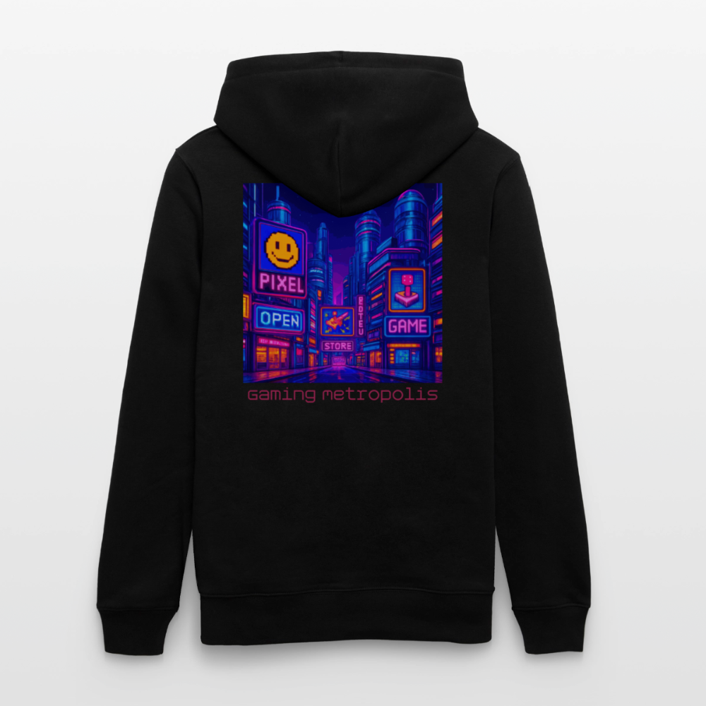 Organic Hoody - Neon Pixel City - black