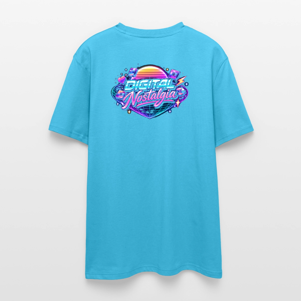 Organic T-Shirt - Retro Future Wave - aqua blue