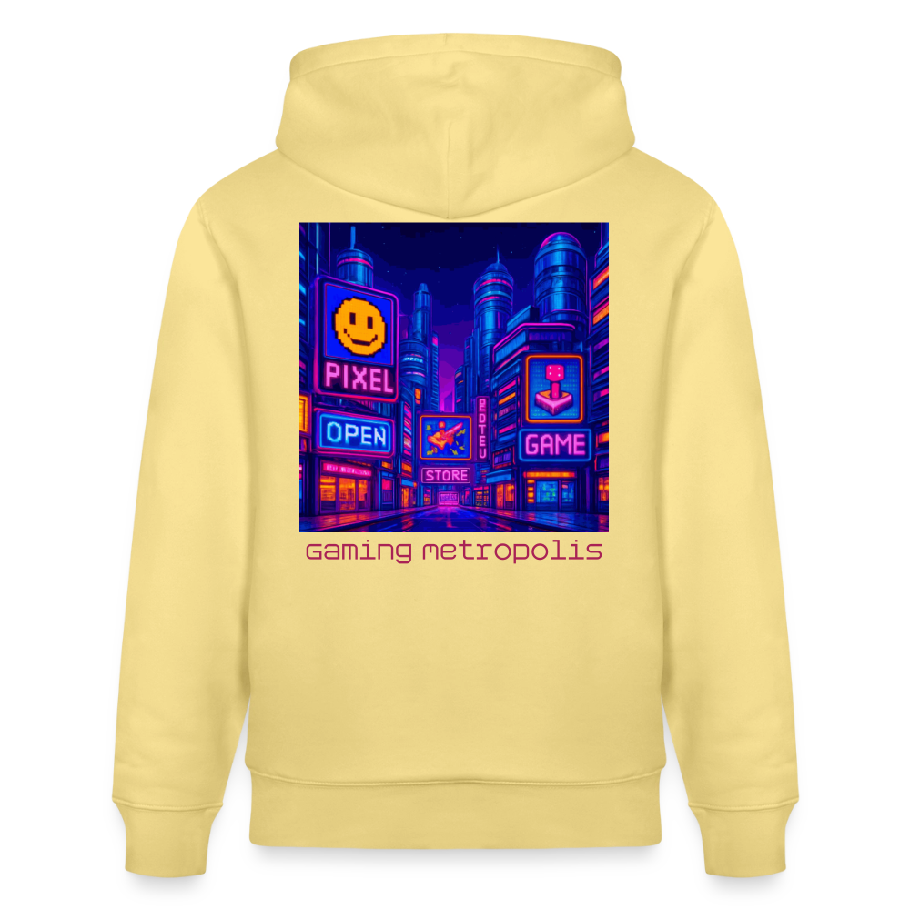 Organic Hoody - Neon Pixel City - viva yellow 