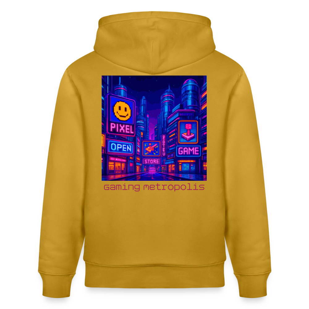 Organic Hoody - Neon Pixel City - ochre