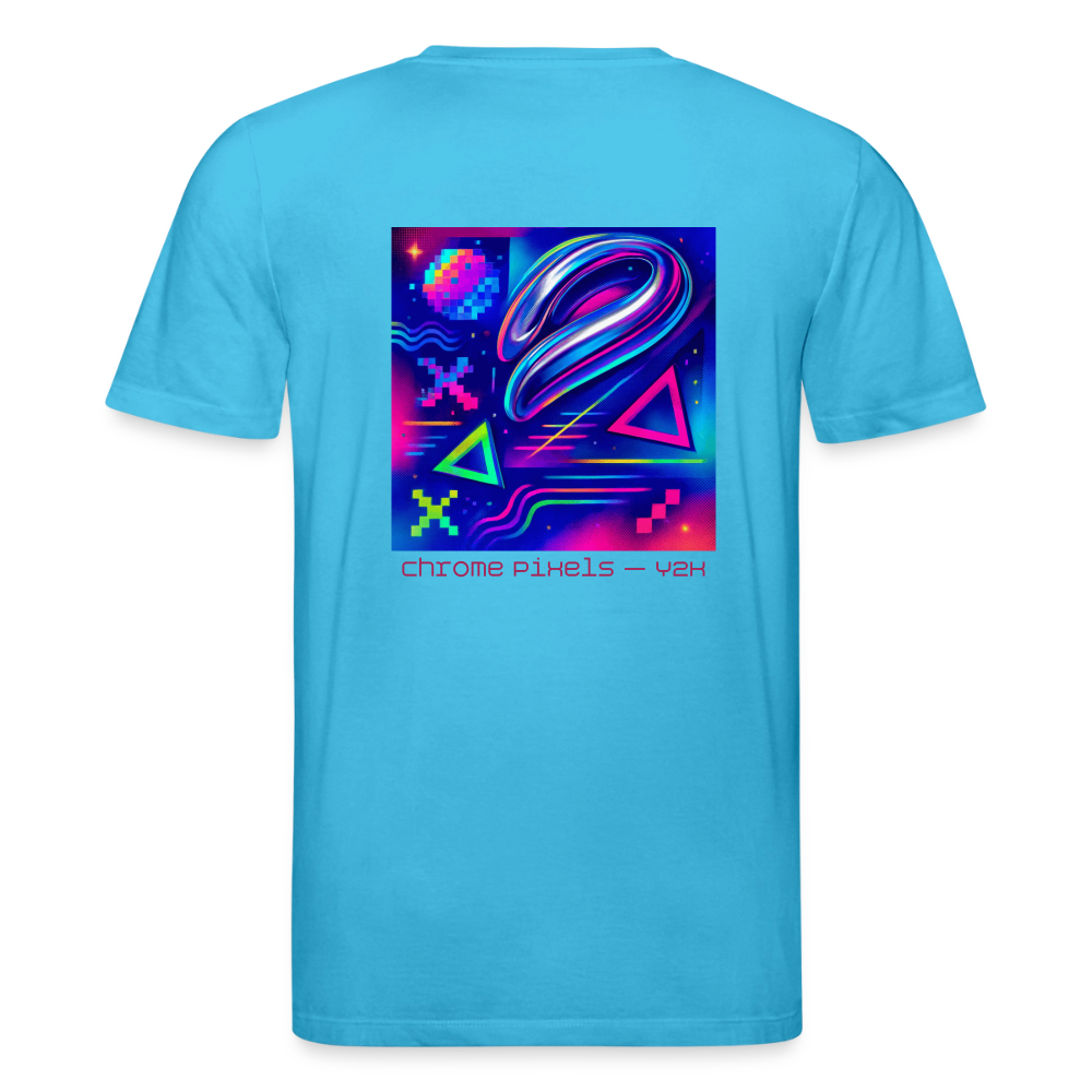 Organic T-Shirt - Neon Geometrics - aqua blue