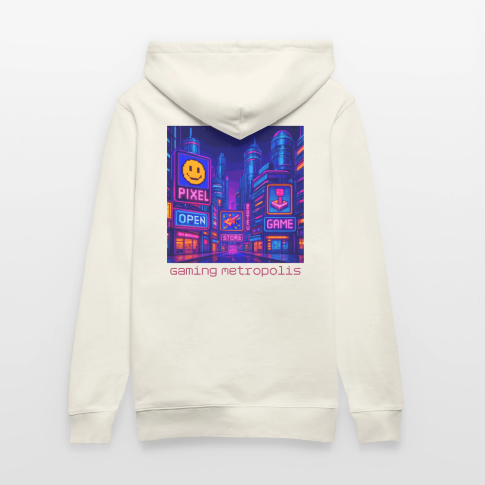 Organic Hoody - Neon Pixel City - natural white