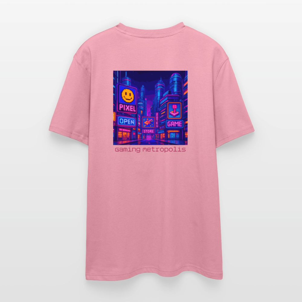 Organic T-Shirt - Neon Pixel City - lilac dream