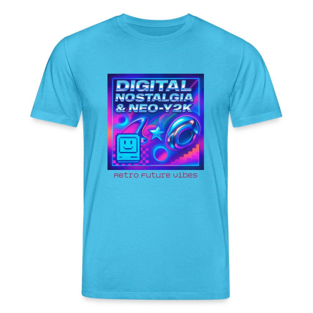 Organic T-Shirt - Digital Nostalgia - aqua blue