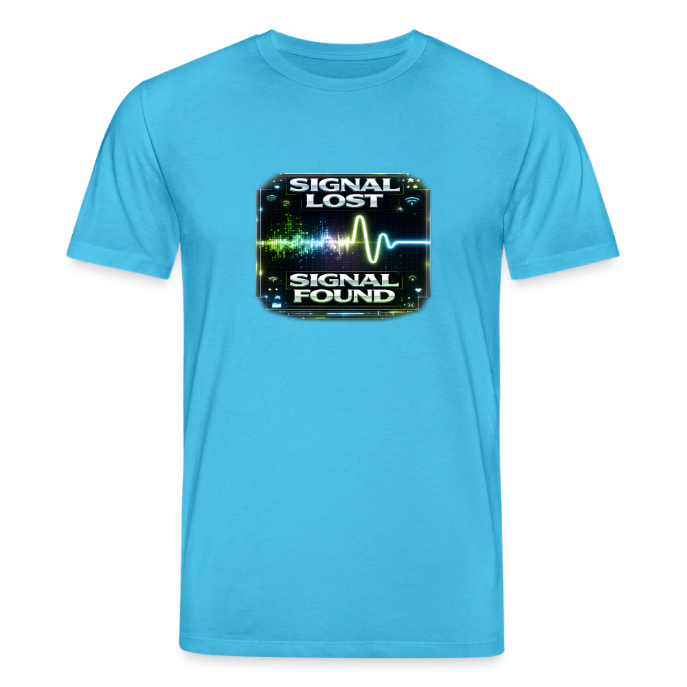Organic T-Shirt - Signal Restored - aqua blue