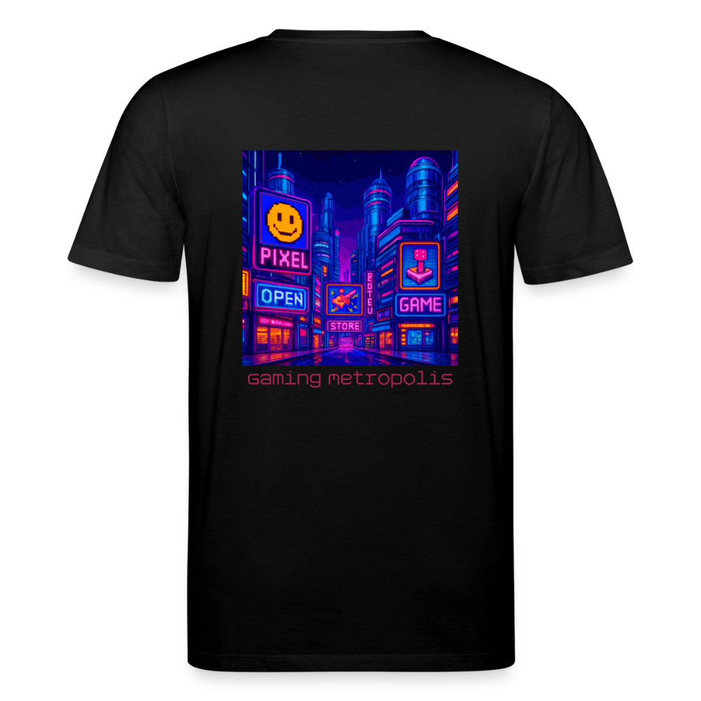 Organic T-Shirt - Neon Pixel City - black