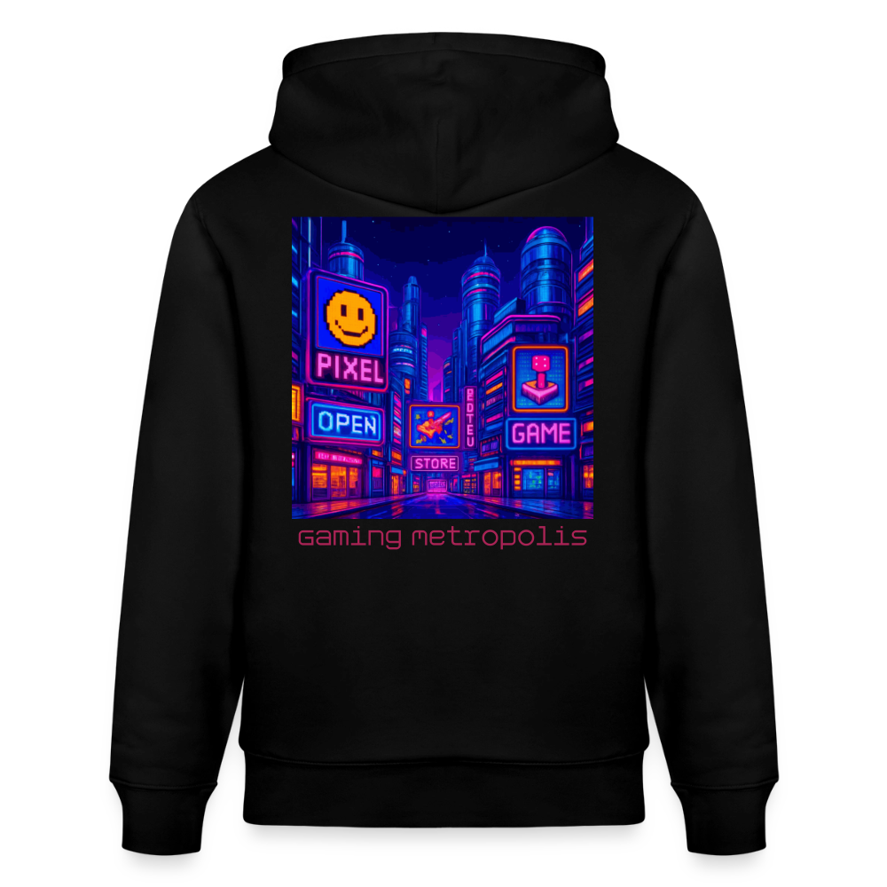 Organic Hoody - Neon Pixel City - black