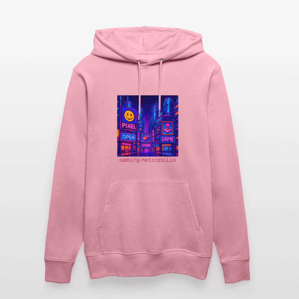 Organic Hoody - Neon Pixel City - lilac dream