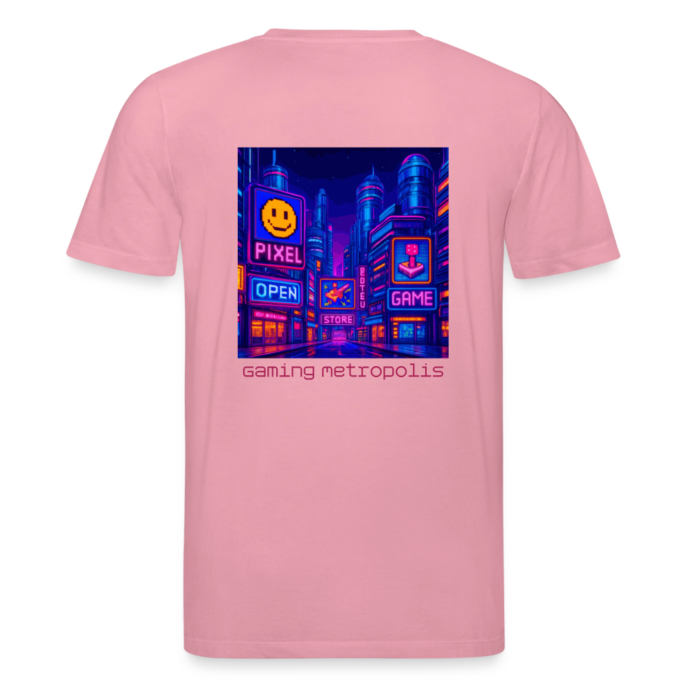Organic T-Shirt - Neon Pixel City - lilac dream