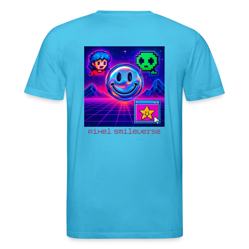 Organic T-Shirt - Retro Arcade Dream - aqua blue