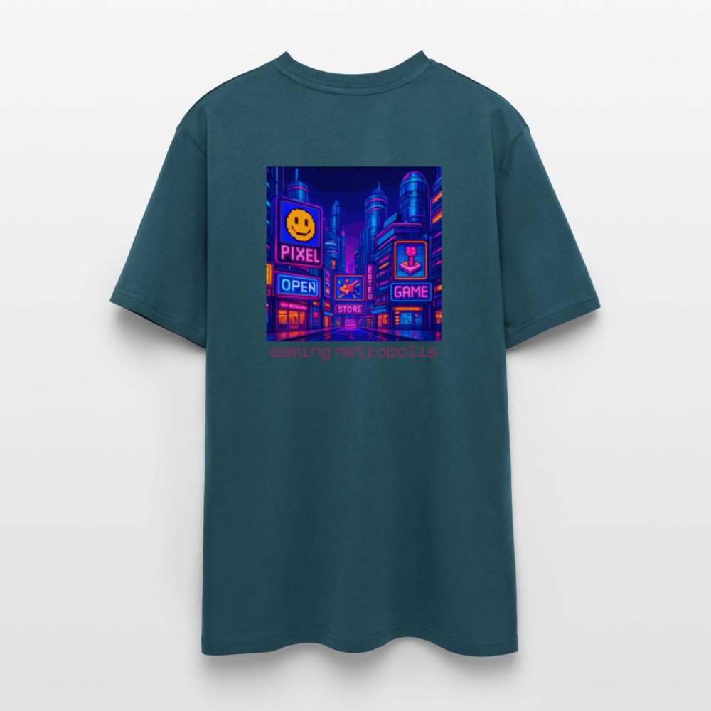 Organic T-Shirt - Neon Pixel City - stargazer