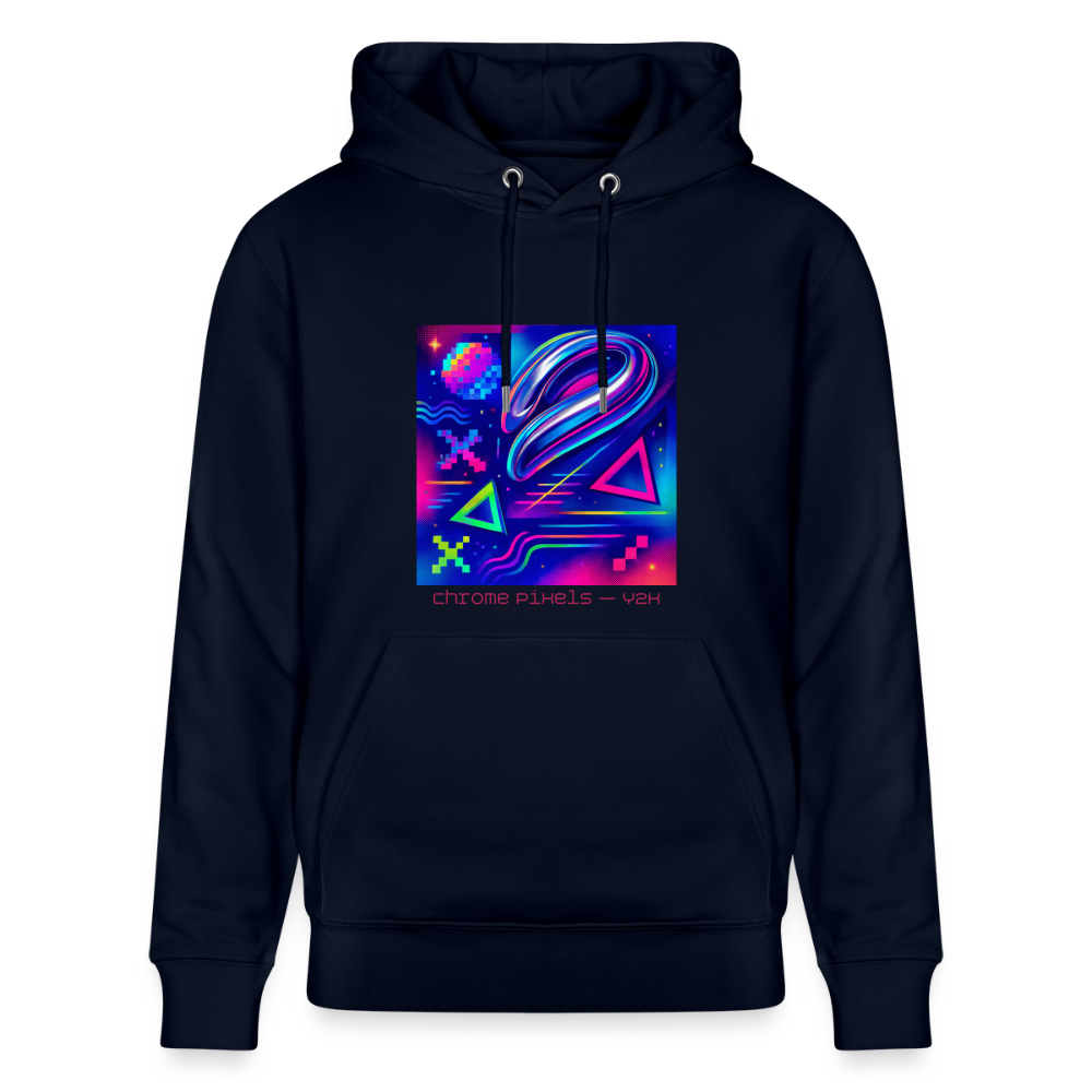 Organic Hoody - Neon Geometrics - navy