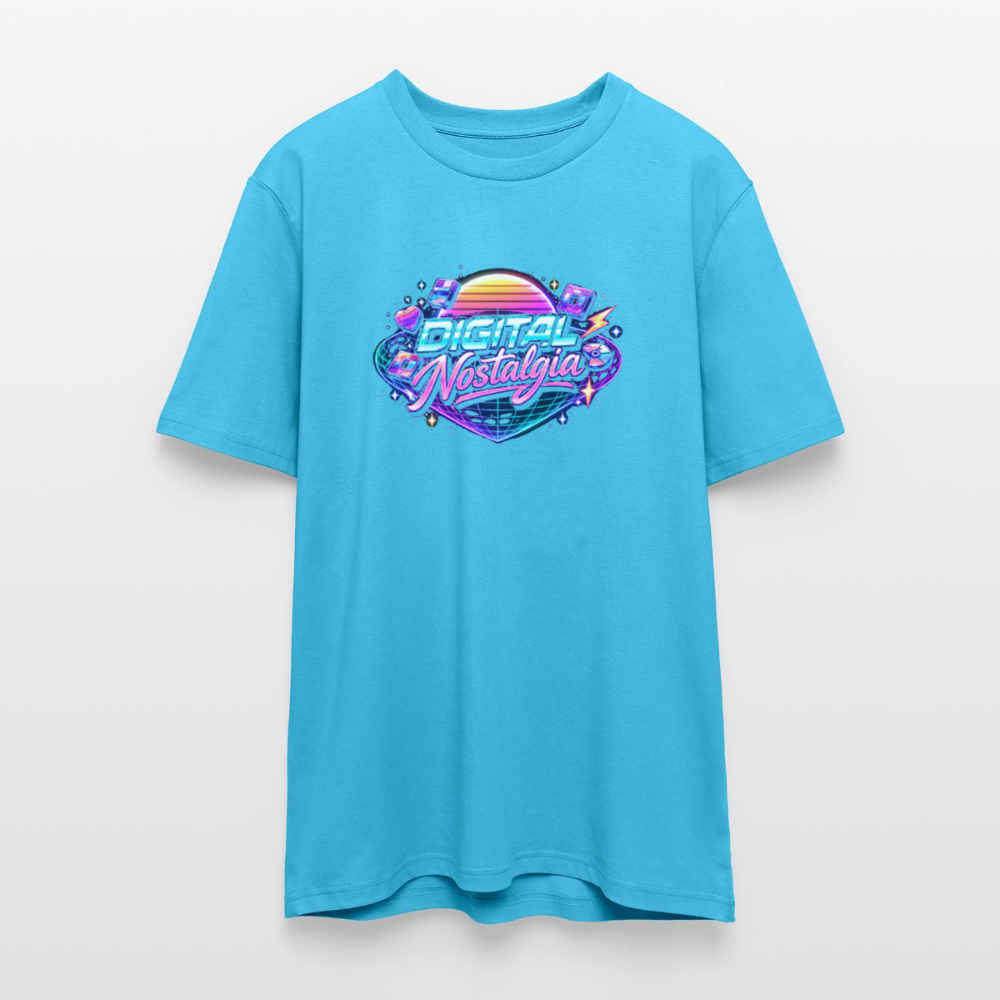 Organic T-Shirt - Retro Future Wave - aqua blue
