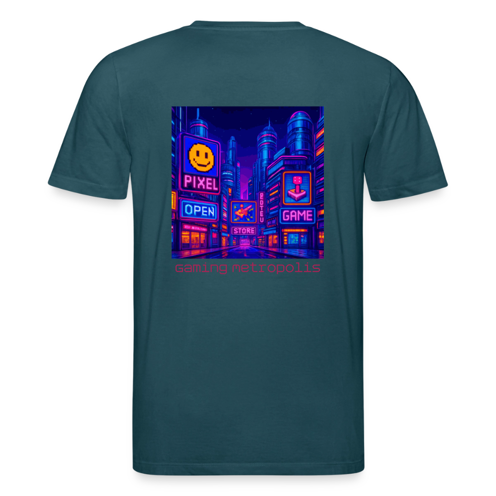 Organic T-Shirt - Neon Pixel City - stargazer