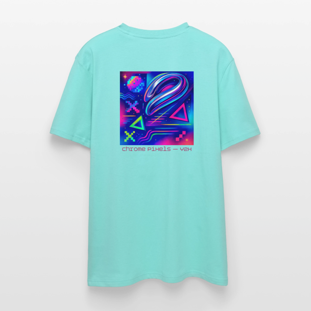 Organic T-Shirt - Neon Geometrics - pool blue