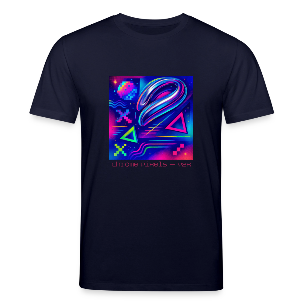 Organic T-Shirt - Neon Geometrics - navy