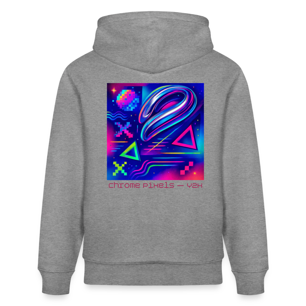 Organic Hoody - Neon Geometrics - slub heather grey