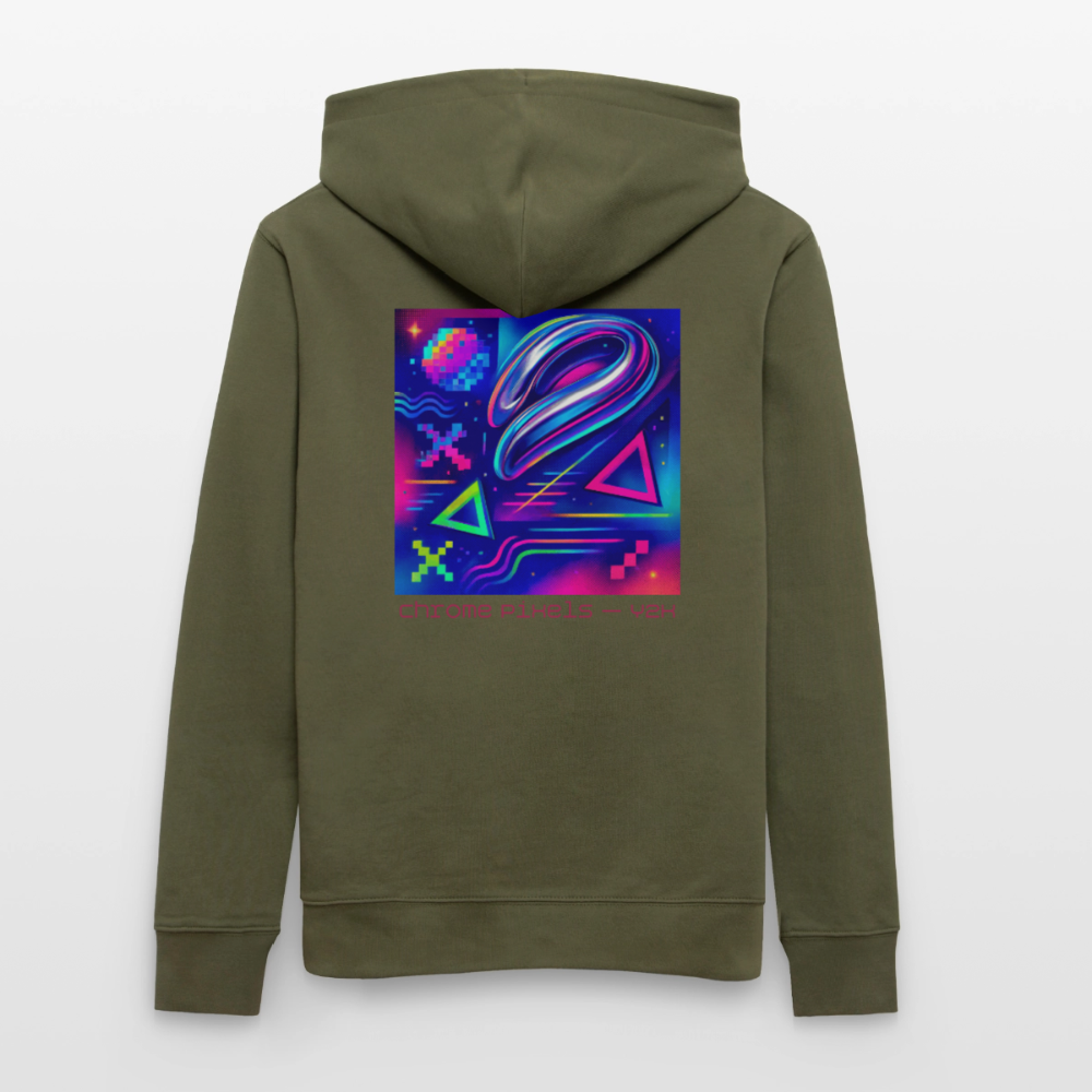 Organic Hoody - Neon Geometrics - khaki green