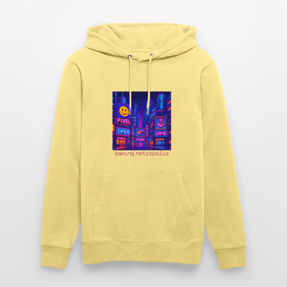 Organic Hoody - Neon Pixel City - viva yellow 