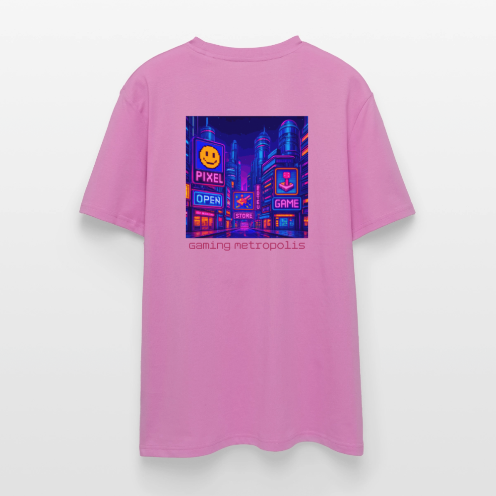 Organic T-Shirt - Neon Pixel City - pink