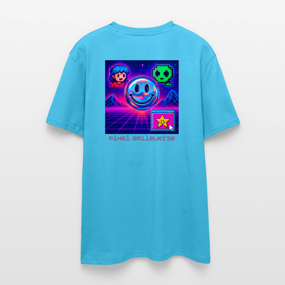 Organic T-Shirt - Retro Arcade Dream - aqua blue