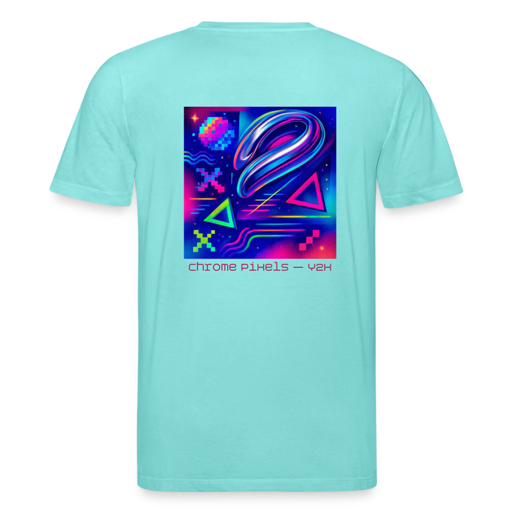 Organic T-Shirt - Neon Geometrics - pool blue