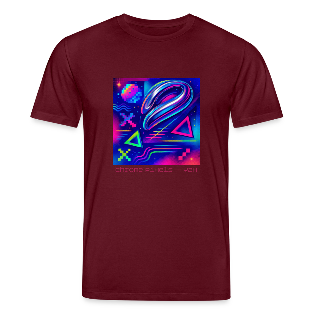 Organic T-Shirt - Neon Geometrics - burgundy